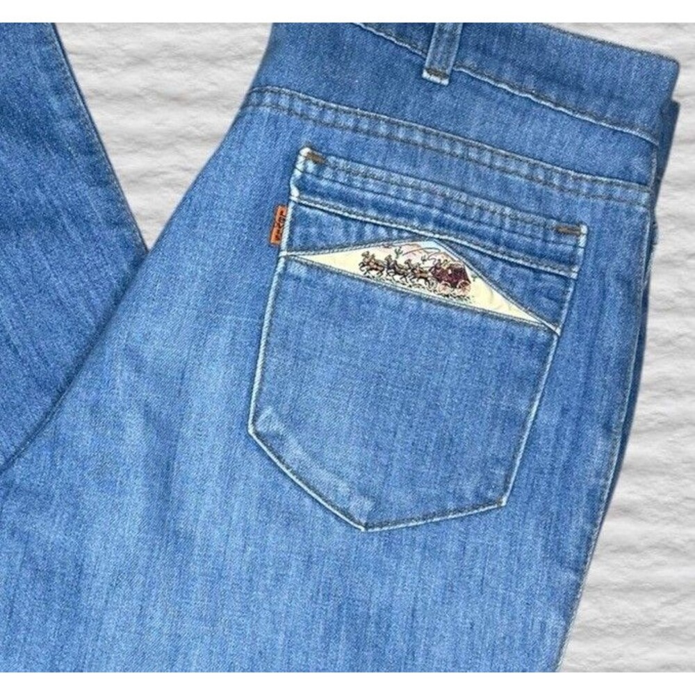Vtg 70s Levis Movin On Jeans Womens 33x29 Orange Tab Straight Leg Western Rodeo
